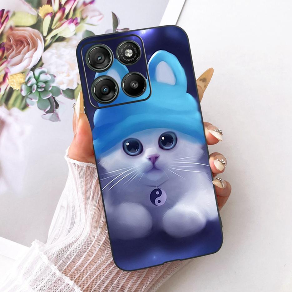 Für Motorola Moto G17 Power Case Moto G15 Niedliche Katze Blumen Bemalte Hülle Weiche TPU Handyhülle Für Motorola G15 Power MotoG17 Taschen