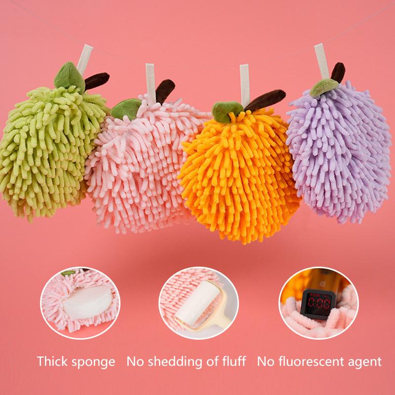Cute Chenille Hand Towel Kitchen Bathroom Hand Ball With Hanging Loop Quick Drying Soft Absorbent Towel Home Tool