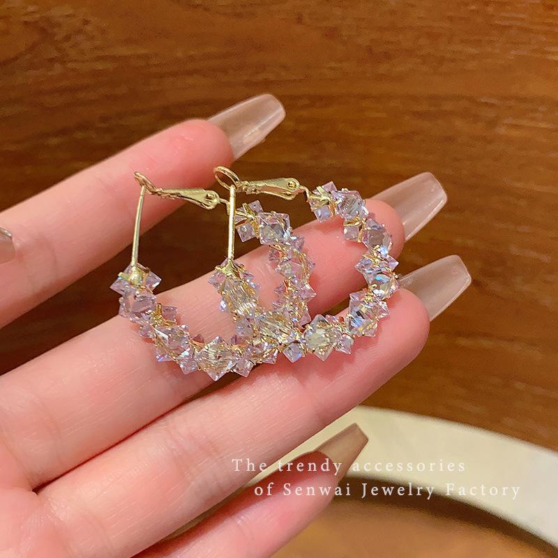 Explosive zircon circle earrings women s exquisite niche light luxury explosive earrings exaggerated temperament earrings