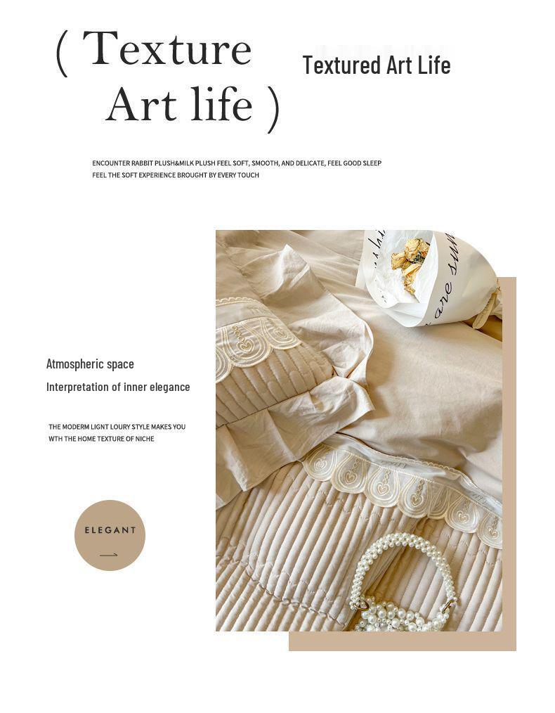 2025 G5Z French Sweetheart Cotton Bedsheet Set - 4 Pieces with Fitted Sheet and Bedcover