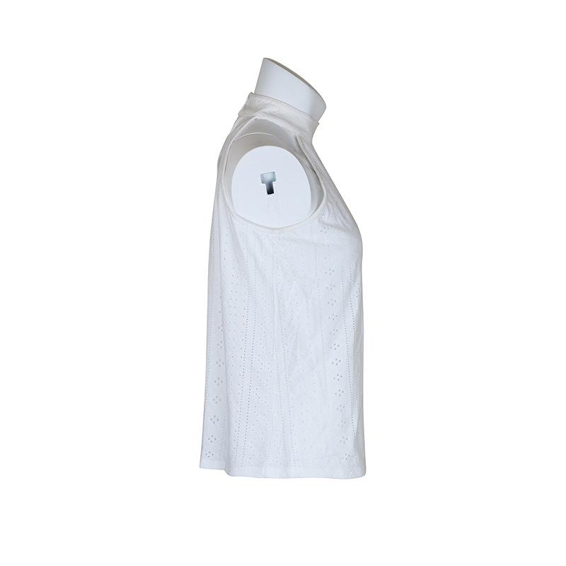 Summer New Halter Neck Sleeveless White Blouse for Women Fashion Elegant Vintage Casual Shirts Women Hollow Out Slim Fit Ladies Blouses and Tops 24734