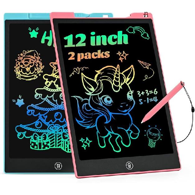 EooCoo Toys for Ages 3-8, Drawing Board 2 Pack, 12 Inch LCD Writing Tablet, Electronic Drawing Tablet, Girl/Boy Birthday Gift, Kids Toys, Drawing Pad