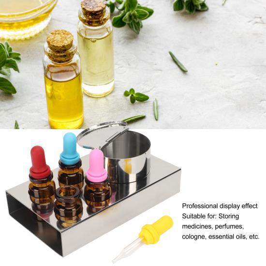 6pcs Dental Medicine Drop Bottle 10ml Amber Glass Tincture Dropper Bottles with Stainless Steel Holder 