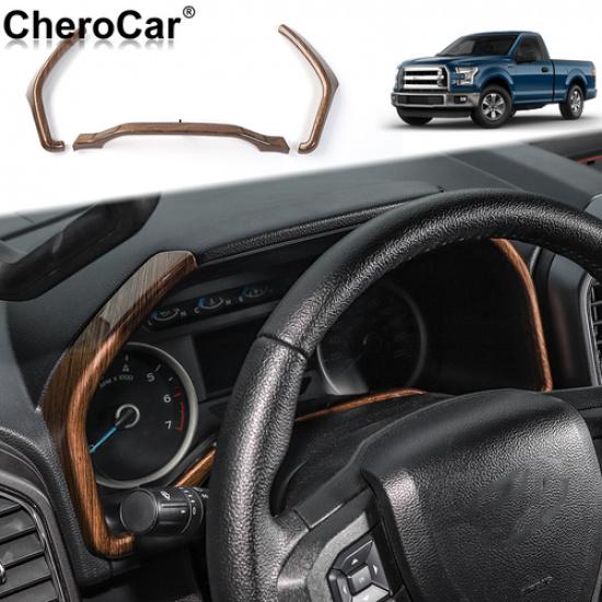 Wood Grain Dashboard trument Box Cover Inner Trim for 2015-20 Ford F150 F-150