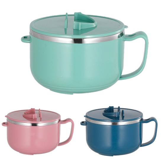 Noodle Bowl Durable Large Capacity Stainless Steel Lightweight Salad Bowl with Handle Home