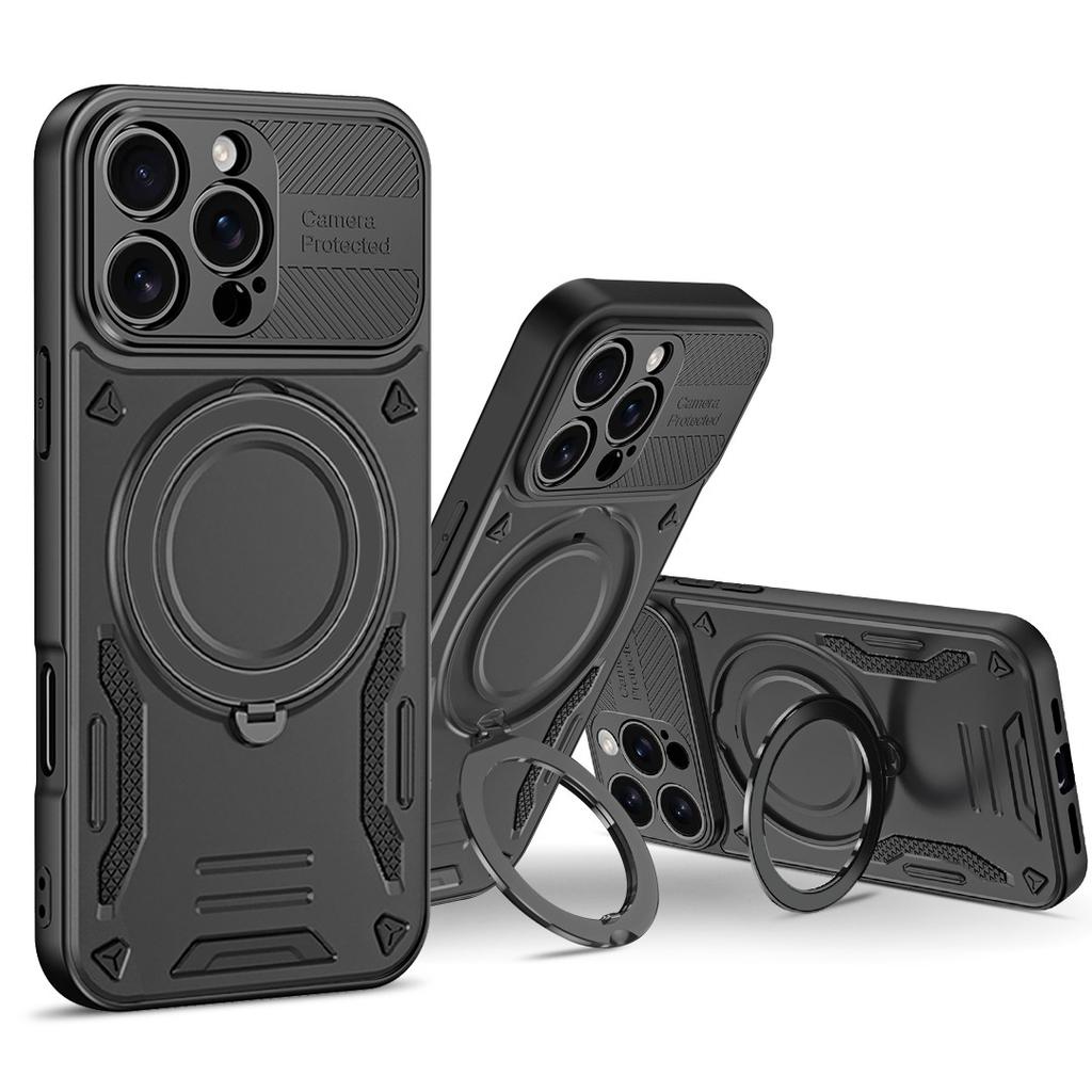 For iPhone 16 Pro Case Compatible with MagSafe Shockproof TPU + PC Phone Back Cover with Kickstand