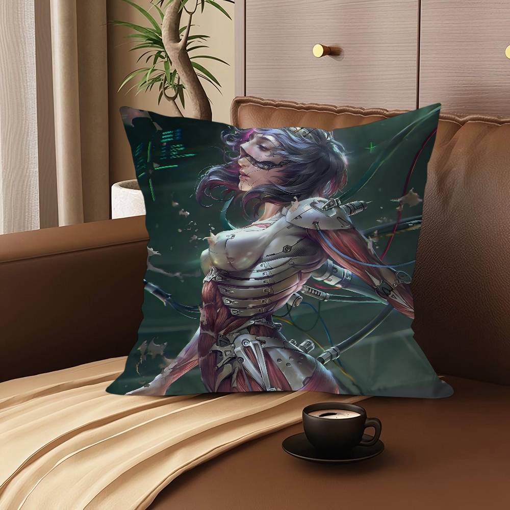 G-Ghost In The Shell Cartoon Animation Pillow Gift Home Office Decoration Bedroom Sofa Car Cushion Cover Case 45x45
