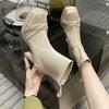 Ankle Square Heel Modern Boots Winter Square Toe Ladies Shoes On Sale 2024 Fashion Super High Heel Butterfly-knot Women's Boots