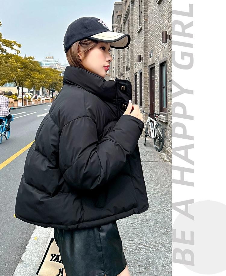 Women’s Short Stand Collar Windproof Thicken Warm Winter Jacket With M