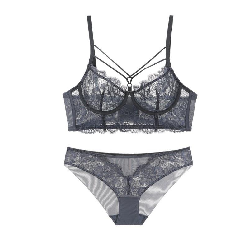 Lace Bra Set Wireless Breathable Bralette Cross Front Underwear Women Plus Size Available