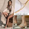 Sparkling Gold Color  Anklet Bracelet on Leg  for Women, Stainless Steel Chain Anklets Shiny Foot Link Adjsutable Set Jewelry