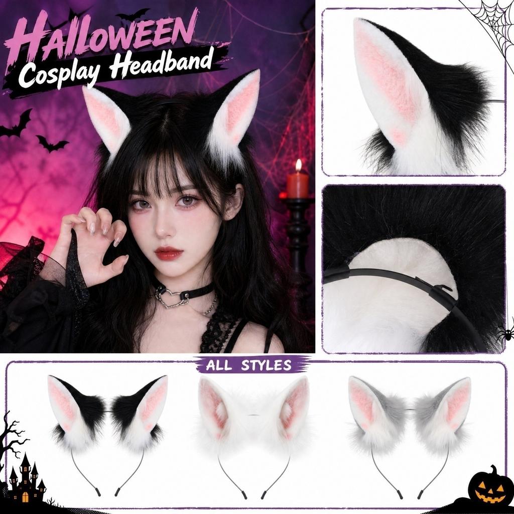 Bandeau Oreilles d'Animal en Peluche pour Fête Costumée d'Halloween