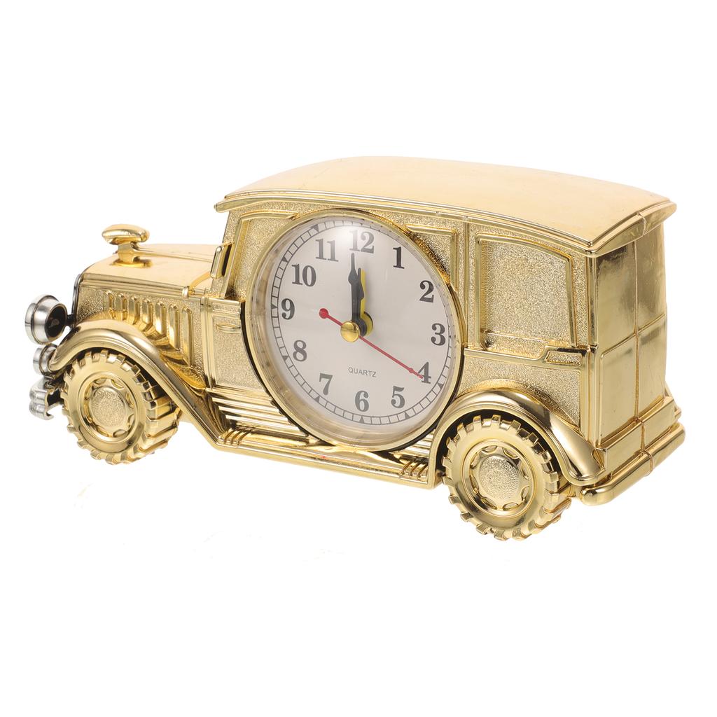 1Pcs Vintage Car Alarm Clock Creative Design Material Silent Precise Time Display Tabletop Room Decor Silver