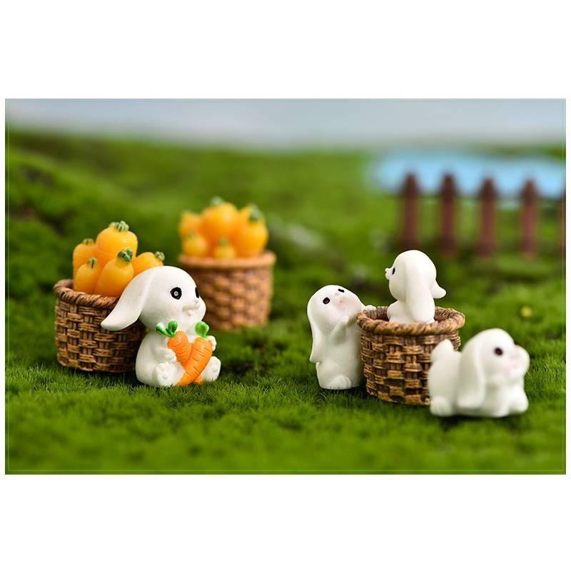 Resin Rabbit White Figurines Toy Model Desktop Car Decoration Accessories Gift