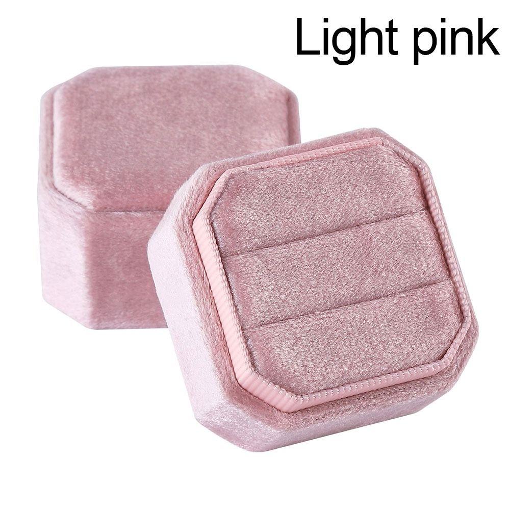 Octagon Square Jewelry Box Velvet Ring Display Box New Double Ring Storage Case  Engagement