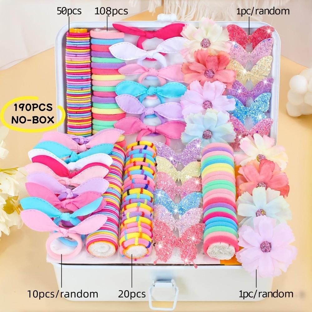 Elastic Hair Ties Glitter Ponytail Holders New Hair Clips Party Hair Decor 190Pcs