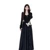 Large size fashion women's clothing fat mm design sense irregular butterfly temperament long dress waist thin ruffle edge dress