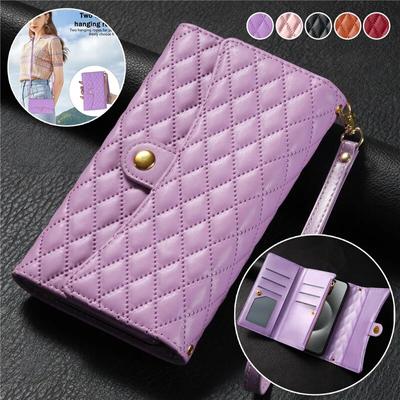 Crossbody Lanyard Leather Zipper Wallet Phone Case for XiaoMi 13 12T 11 POCO X5 RedMi Note 12 Pro Plus 11S for Google Pixel 8 Pro 7A 7 6A 6 Flip Cover