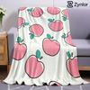 Cute Pink Apple Cartoon Anime Print Flannel Blanket Soft Warm Throw for Kids Bedroom Sofa Bed Christmas Office Car
