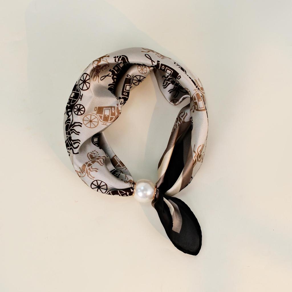 Elegante Sciarpa di Seta Magnetica con Fiori di Cashmere a Pois