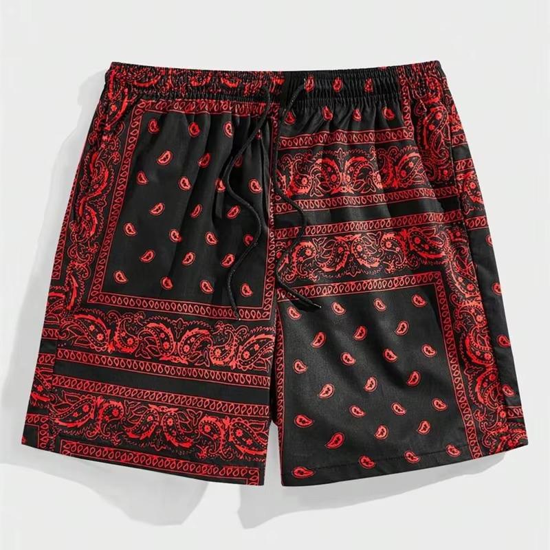 

Trend Bandana Graphic Beach Short for Men Summer Fashion 3D Printed Swim Trunks Loose Casual Streetwear Hawaiian Short Pants S