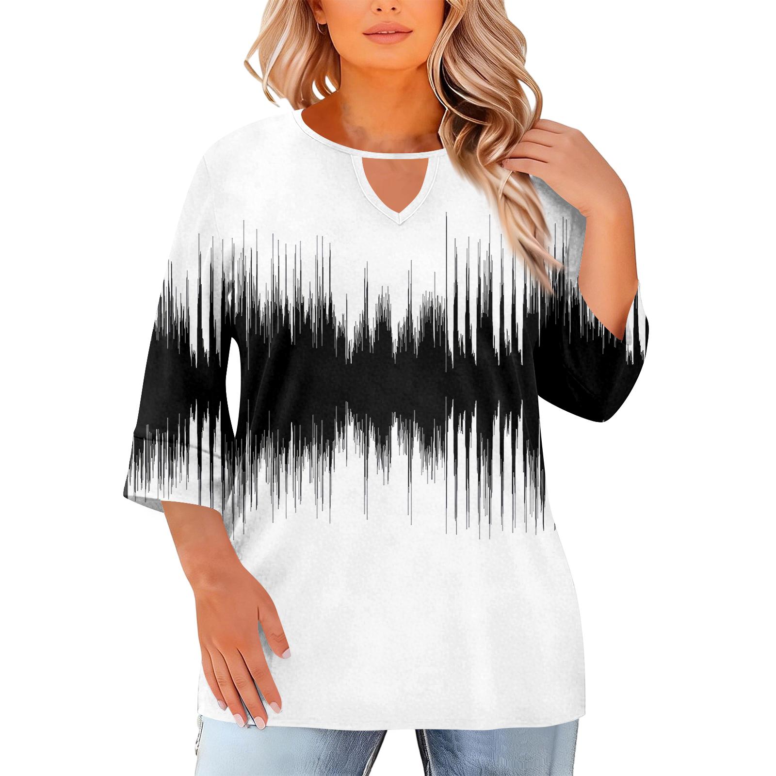 

Women s Fashion Casual Round Neck Three Quarter Sleeve Oversized Print Top XXXL