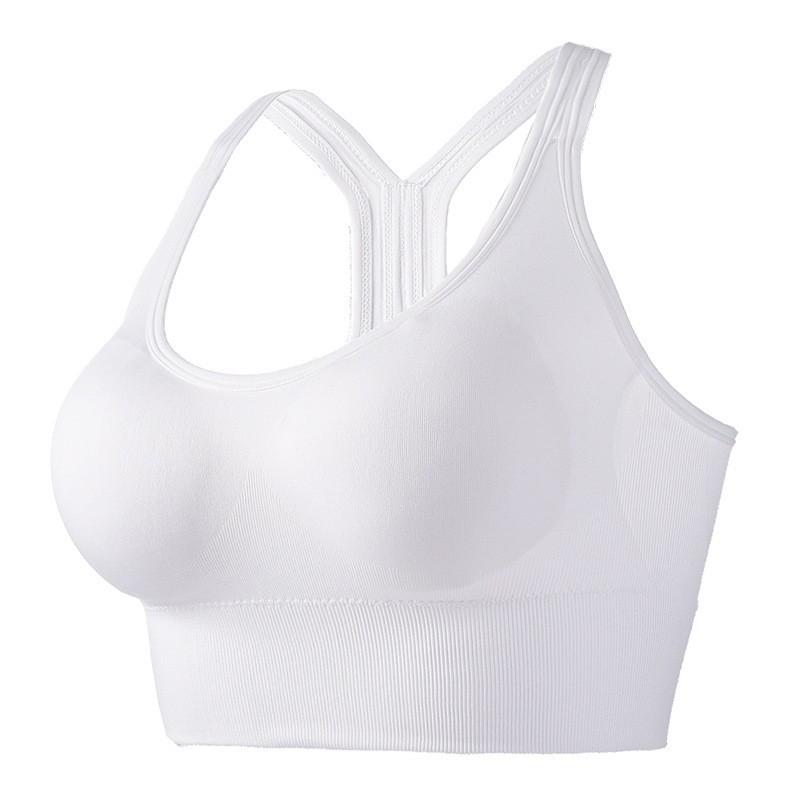 "Seamless Wire-Free Sports Bra: Perfect for Leisure, Fitness, Yoga, Running, with Anti-Shock Cushioning and Stylish Hollow Back Design"