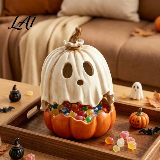 Binnenherfstdecoraties Halloween Verlichte Geest Pompoen Decoratie Vintage Afneembare Lamp met Hars Ornament LED Kaars voor Keukentafel