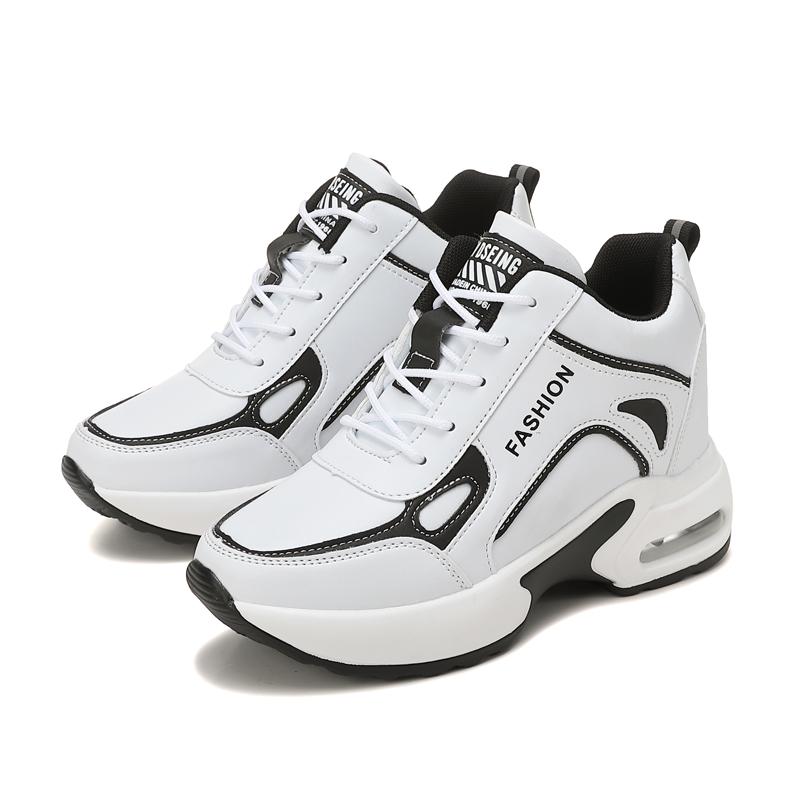 Fashion Autumn low cut Women's Shoes Fashion High Heels Wedge Platform Lace Up Casual Sneakers Breathable Comfortable Sport Shoes