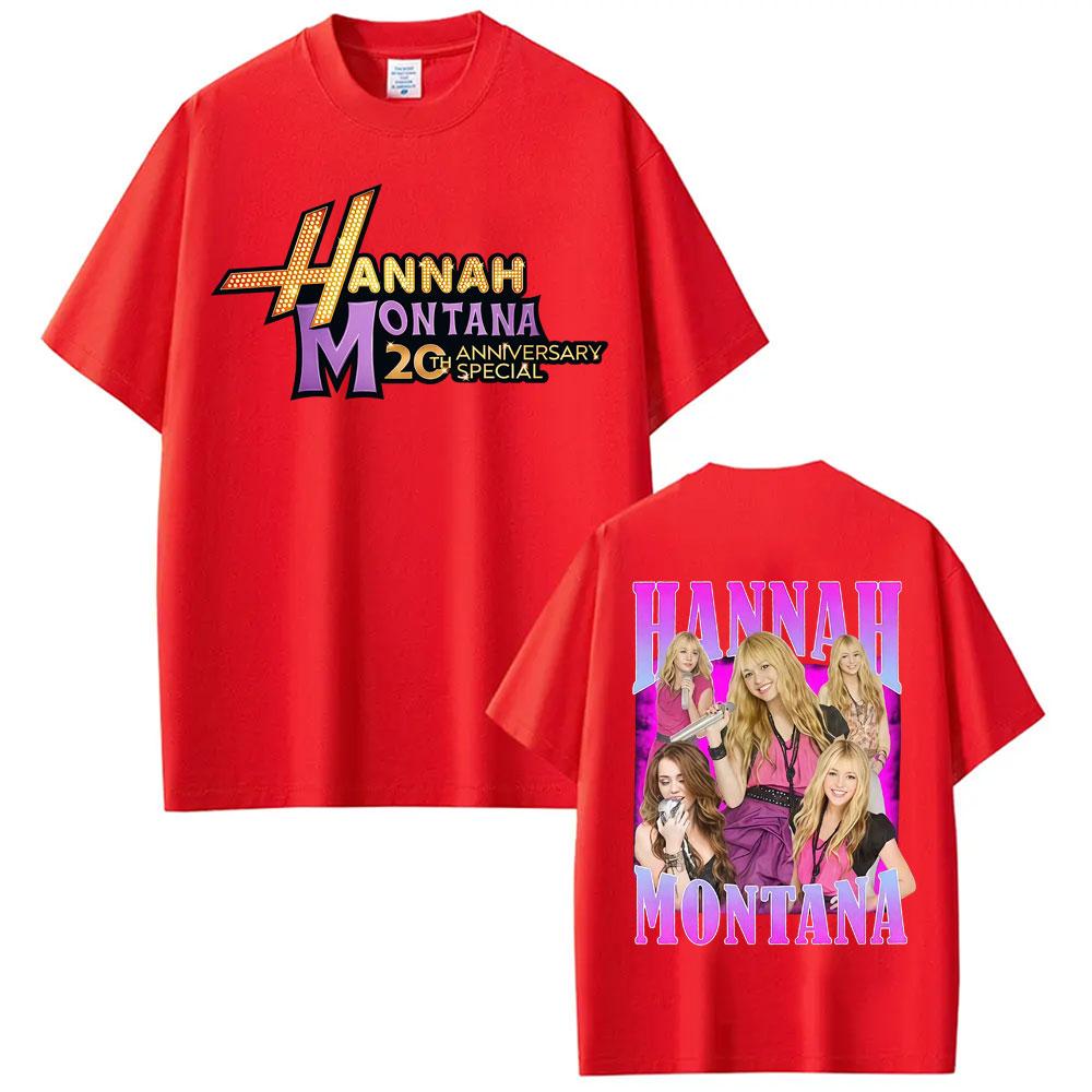 Pop Star Hannah Montana 20 Years Anniversary Fashion T Shirts Unisex Women Summer Tops Vintage Oversized Cotton Tshirts Streetwear S