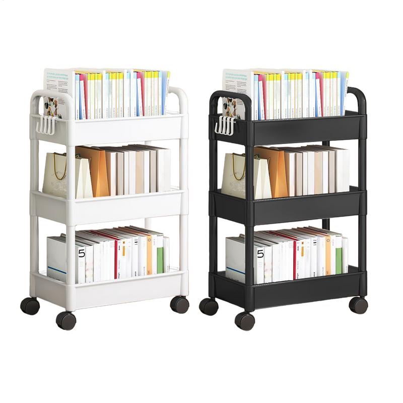 Storage Shelves Table Rack Trolley Solid Home Use With Wheel Sofa Back Dinning Room Storage Rolling Cart Black/White Color