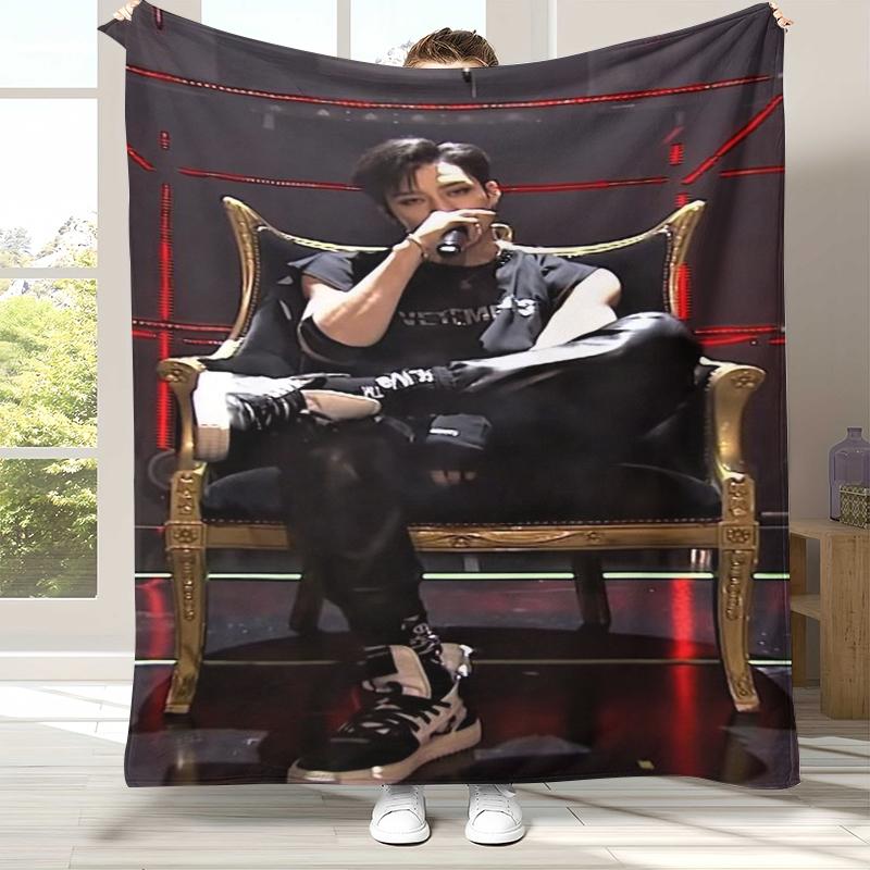 Bang Chan Kpop Stray Kids Flannel Blanket,Ultra Soft Warm Plush Throw for Home Bedroom Bed Sofa Cover Camping Picnic gift