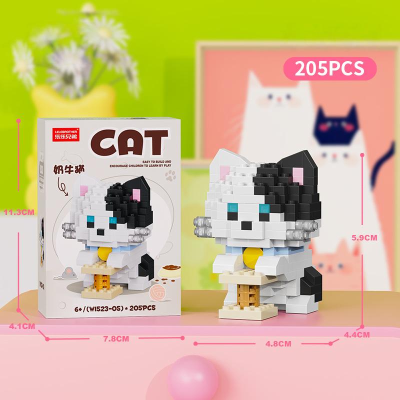 Cute Pastoral Teddy Dog Pet Building Blocks Micro-Granular Ornament Children's Toy Gifts New Product Cat And Dog Themed