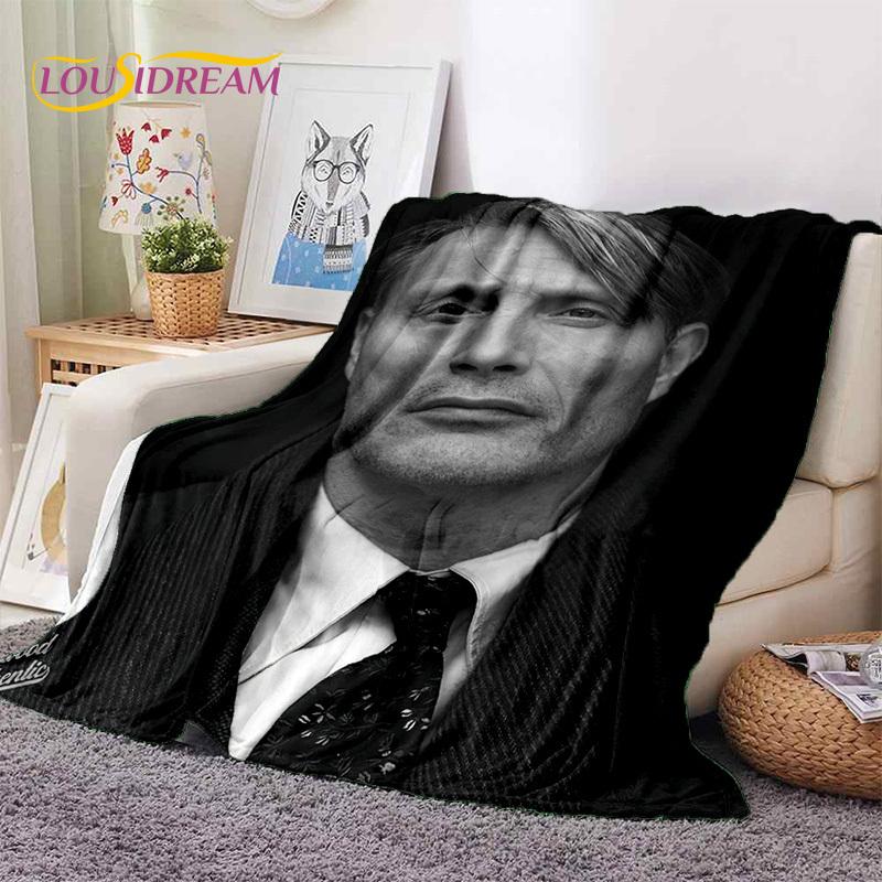 Mads Mikkelsen 3D Schauspieler StarSoft Decken, Warm halten Überwurfdecke Bequeme Decke für Picknick Betten Sofa Zuhause Schlafzimmer Geschenk Kind
