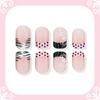 Easy To Wear False Nail Featuring Curved Dot Geometric Design In Pink Brown Tints For Everyday Charm