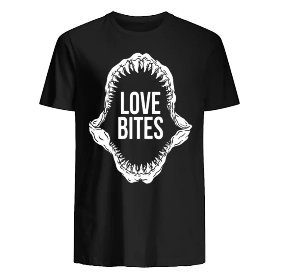 Love Bites Shark Jaw TShirt New 100 Cotton ONeck Summer Short Sleeve Casual Mens Tshirt Size S3XL