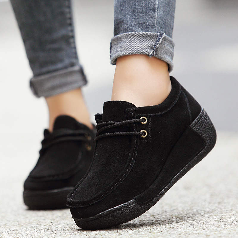 Autumn Thick Bottom Platform Sneakers Women Shoes Suede Leather Casual Shoes Women Tassels Zapatos Mujer Loafer 3351/3352