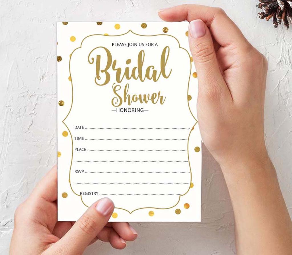 Inkdotpot 30 Bridal Shower InvitationsA  Gold ConfettiA  Wedding Fill-In Style Invites Blank