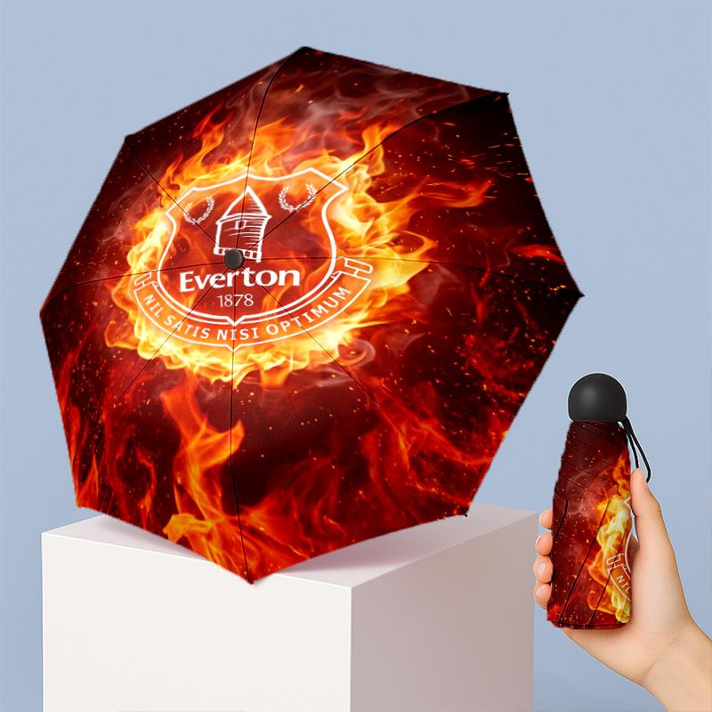 Everton Football Pattern Printed Mini 5 Folds 8 Ribs Compact Umbrella Windproof Waterproof Lightweight Portable Folding