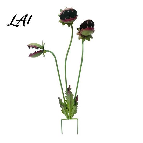 Colorful Flower Bed Decor Metal Carnivorous Plant Garden Stake 25-Inch Large Venus