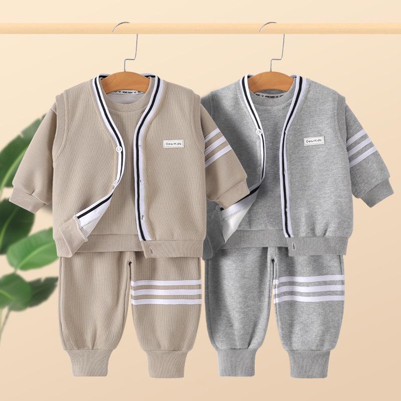 Boys' Spring & Fall Long-Sleeve Three-Piece Sportswear Set for Infants & Toddlers