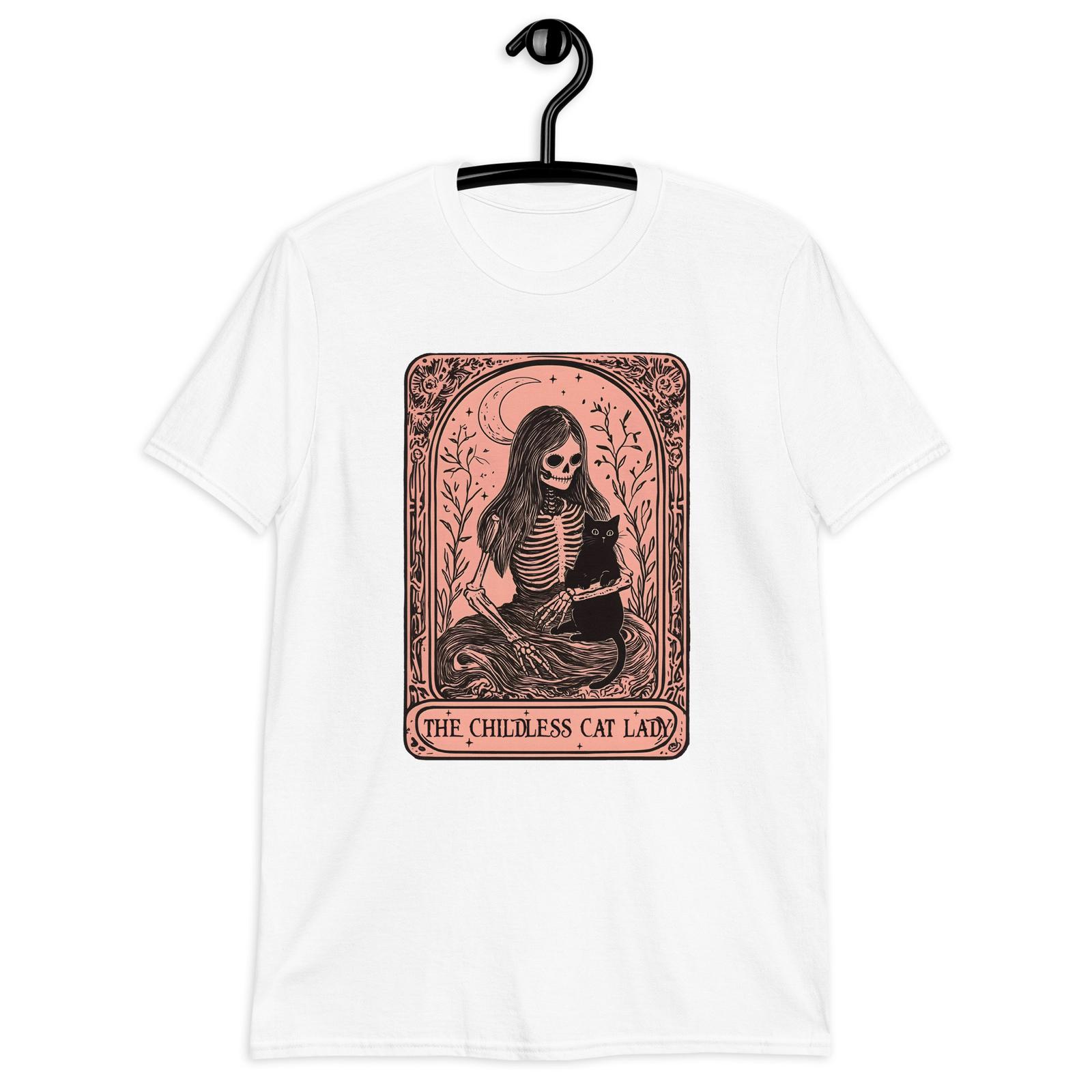 Childless Cat Lady for Kamala Harris Skeleton Tarot Card Halloween Unisex Shirt S