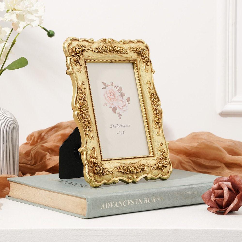 Elegant Vintage Picture Frame Resin Ornate Details Gold Antique Frame Retro Style Exquisite Victorian Photo Frame Anniversary