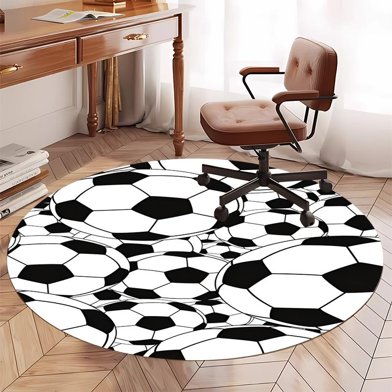 Fußball bedruckter runder Teppich Teppich Stuhlteppich Läufer Eingang Fußmatten, für Bürostuhl Wohnzimmer Schlafzimmer Küche.