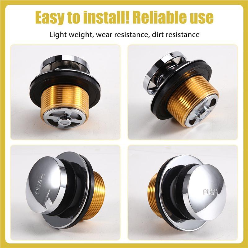 ABKP-For LDR 502 5108CP Chrome Toe Touch Bath Tub Drain Stopper With Flange And Drain Washer