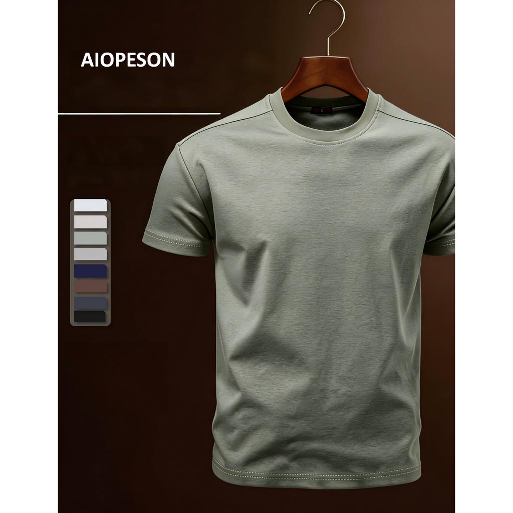 T-shirt da uomo in cotone AIOPESON Vestibilità Regolare Stile Casual Colore Unico T-shirt Base