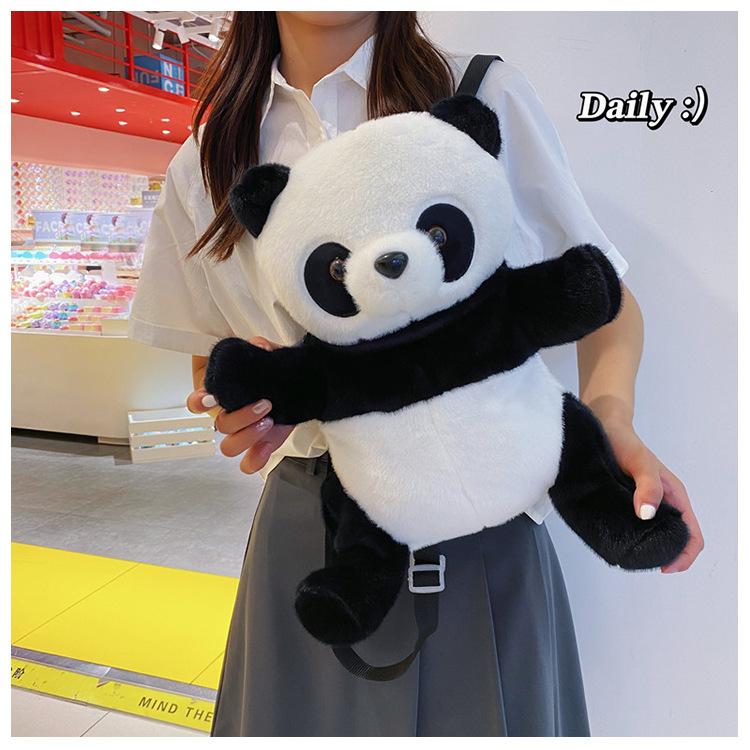New Cute Smulated Panda Three-Dimensional Plush Backpack Casual Backpack Personalized Cute Cartoon Versatile Fashion Backpack
