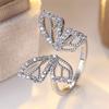 White Zircon Cute Butterfly Opening Rings For Women Vintage Gold Copper Color Engagement Ring Wedding Jewelry Mother'S Day Gifts