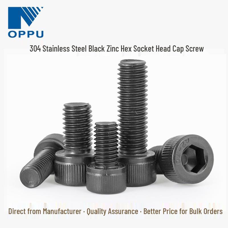 Black Zinc-Plated 304 Stainless Steel Hexagon Socket Head Screw, Anti-corrosion and Rust-proof.