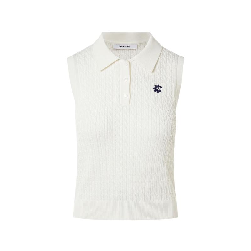 Women s Embroidered Cotton Polo Knit Vest M